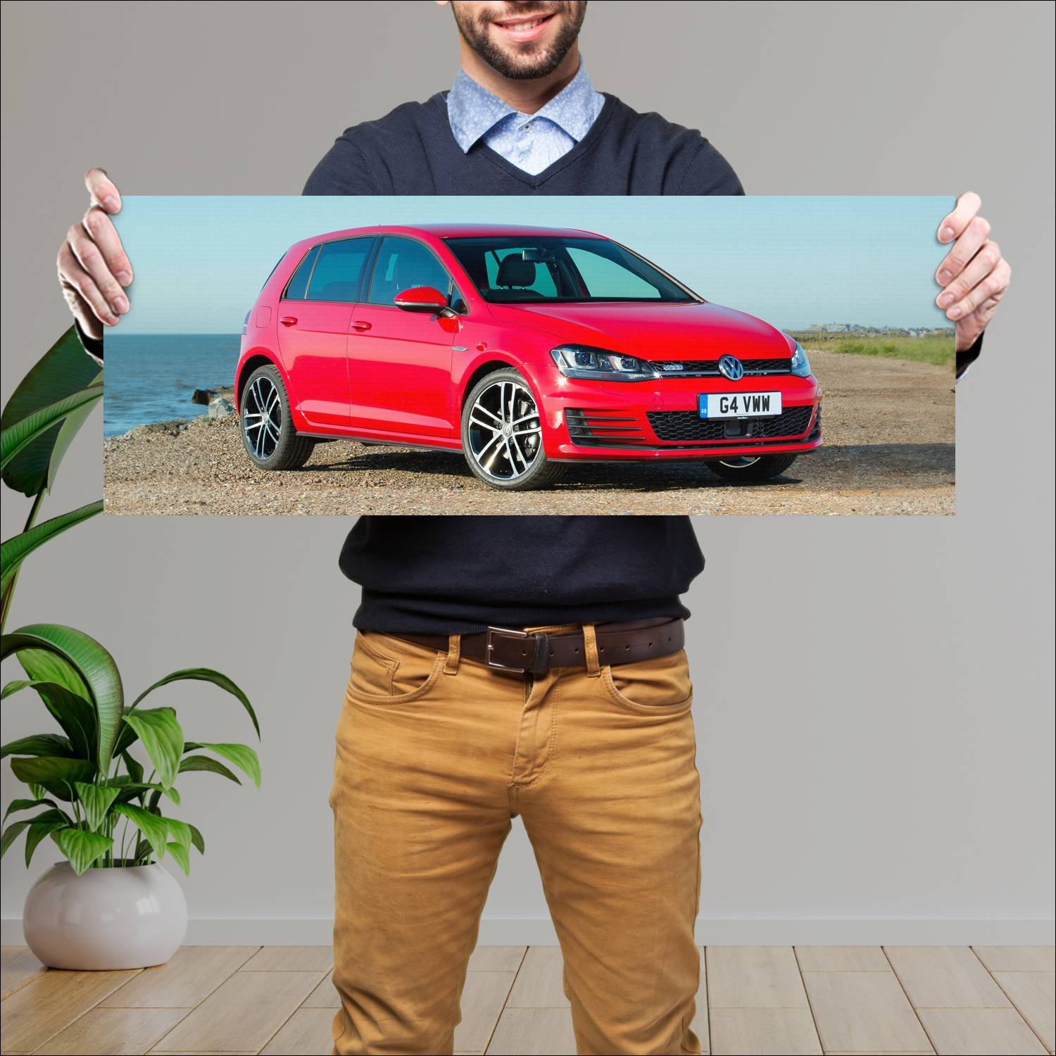 Cuadro grande 30x80cm 2013 volkswagen golf gtd 5 d 908 Volkswagen