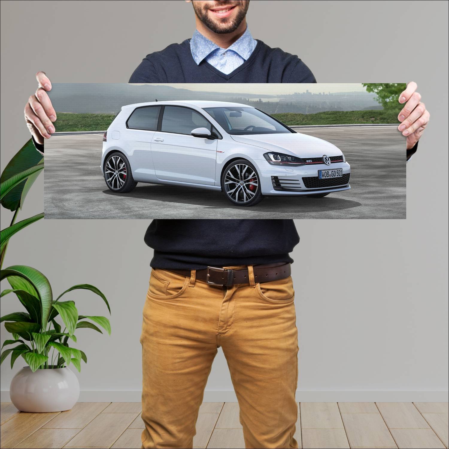 Cuadro grande 30x80cm 2013 volkswagen golf gti 3 d 910 Volkswagen