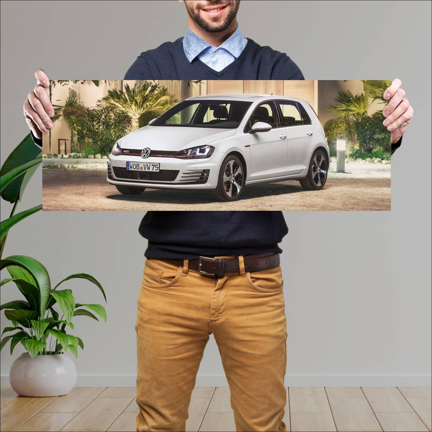 Cuadro grande 30x80cm 2013 volkswagen golf gti 5 d 913 Volkswagen