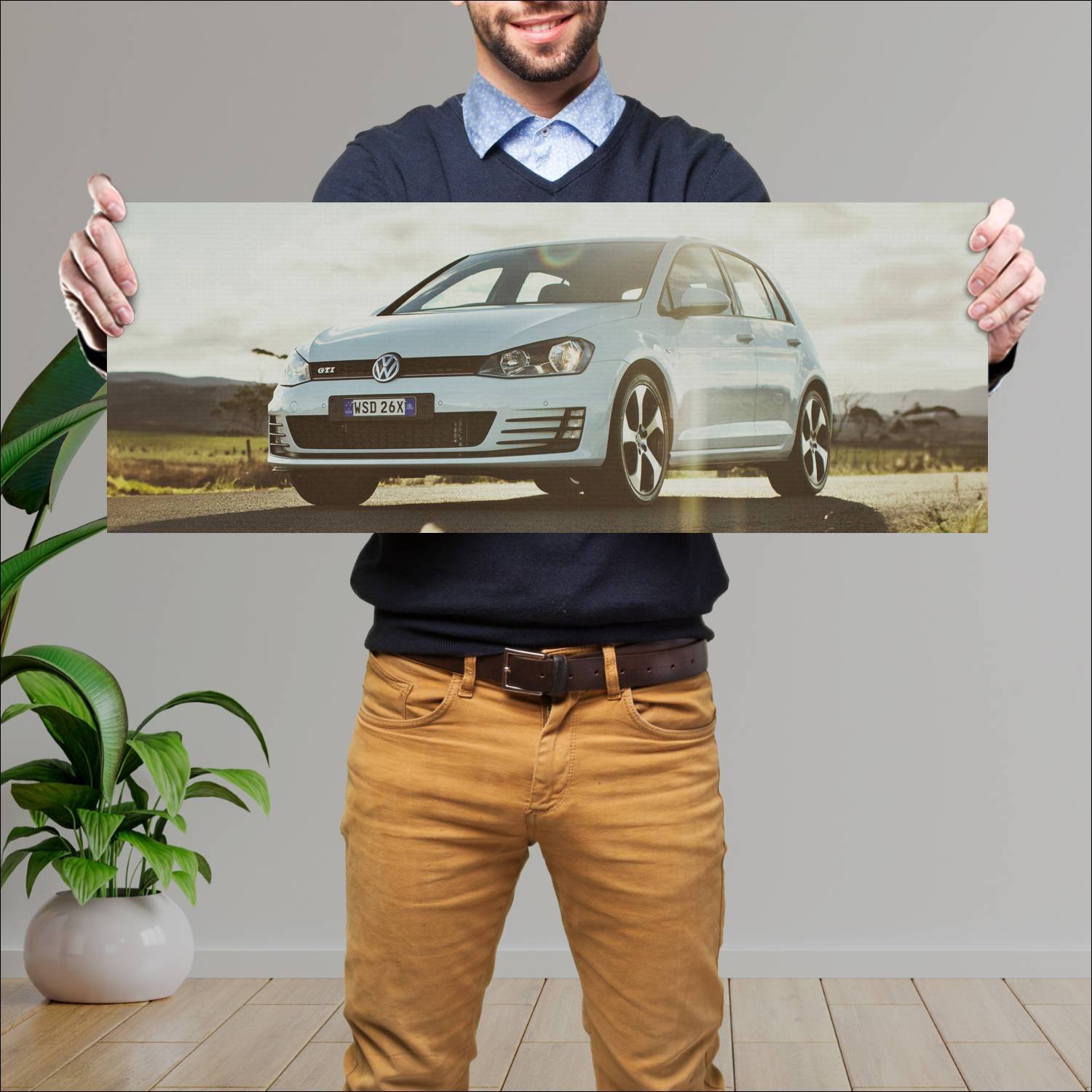 Cuadro grande 30x80cm 2013 volkswagen golf gti 5 d 915 Volkswagen