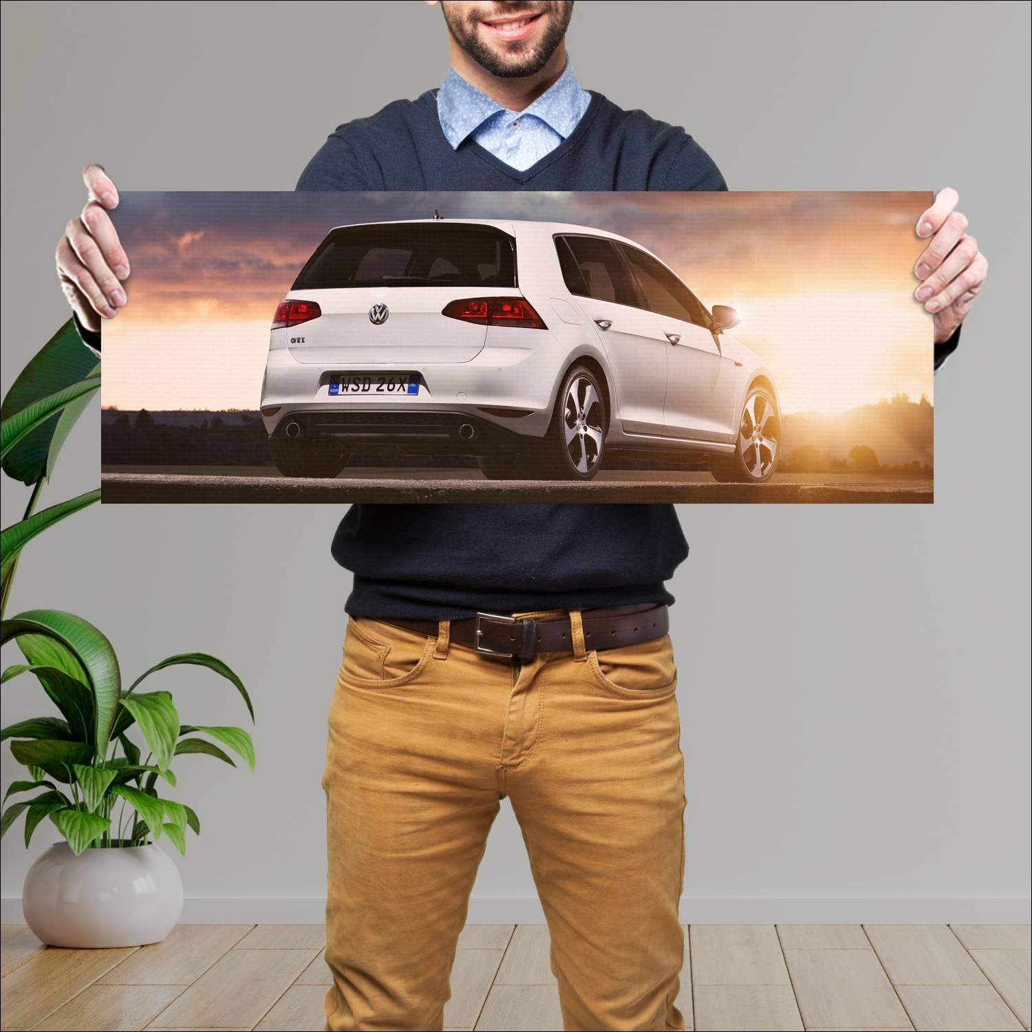 Cuadro grande 30x80cm 2013 volkswagen golf gti 5 d 916 Volkswagen