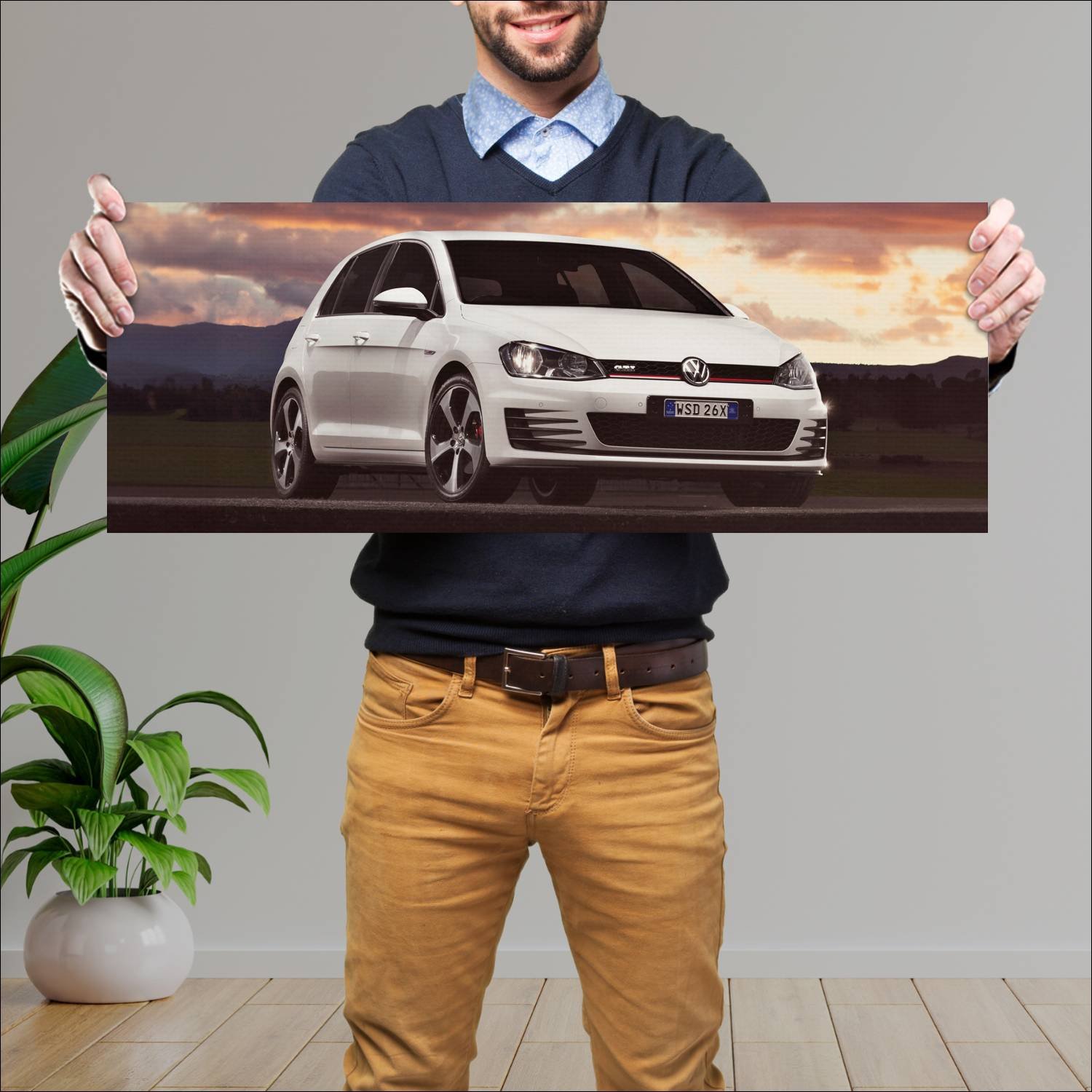 Cuadro grande 30x80cm 2013 volkswagen golf gti 5 d 917 Volkswagen
