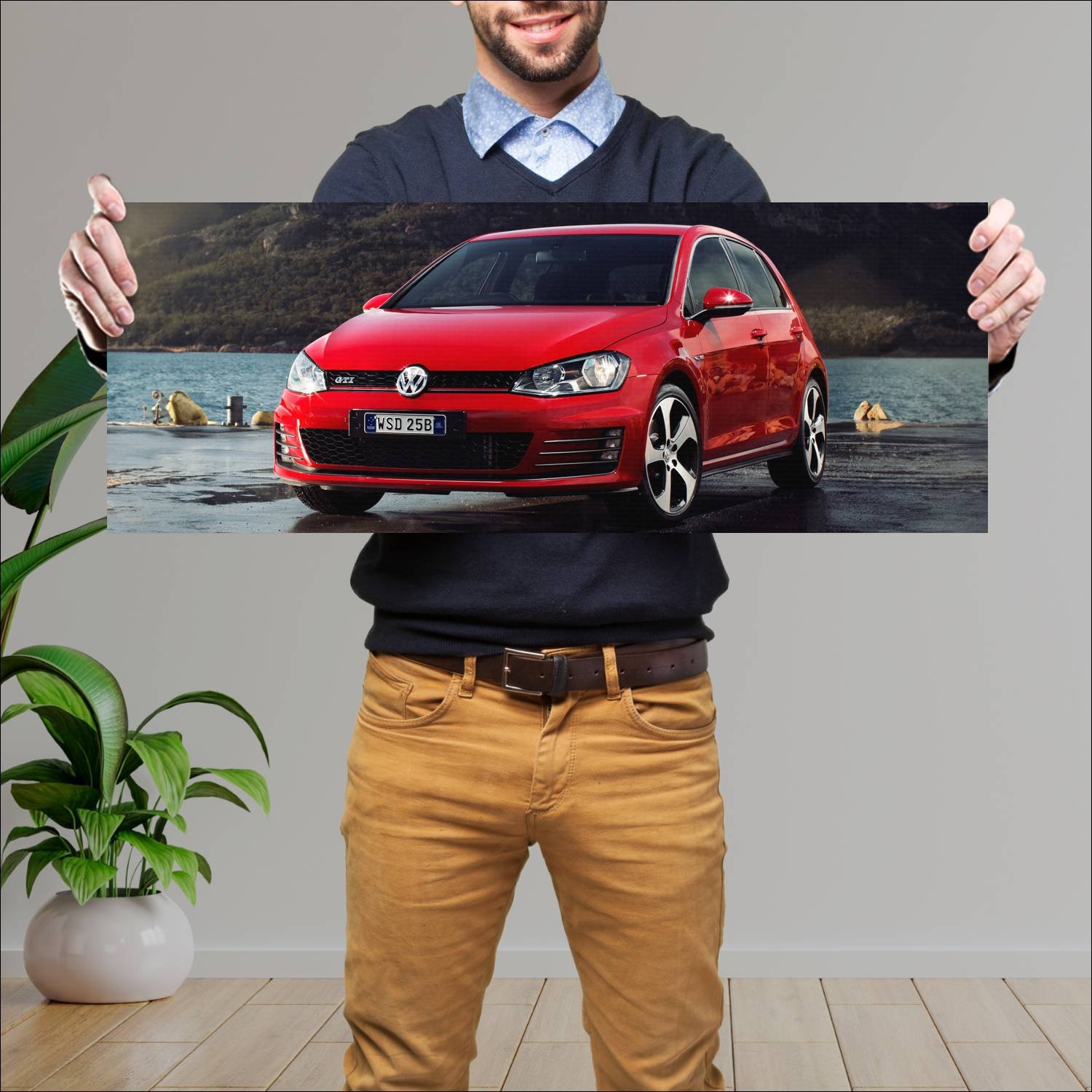 Cuadro grande 30x80cm 2013 volkswagen golf gti 5 d 919 Volkswagen