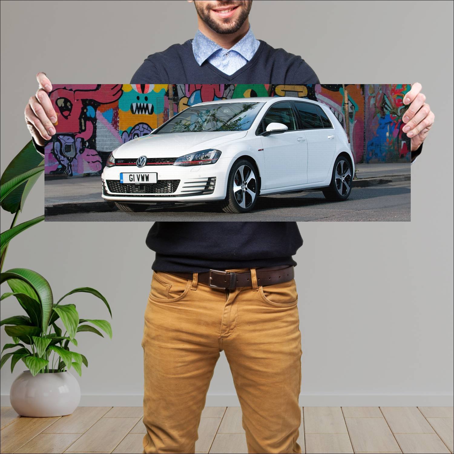 Cuadro grande 30x80cm 2013 volkswagen golf gti 5 d 920 Volkswagen