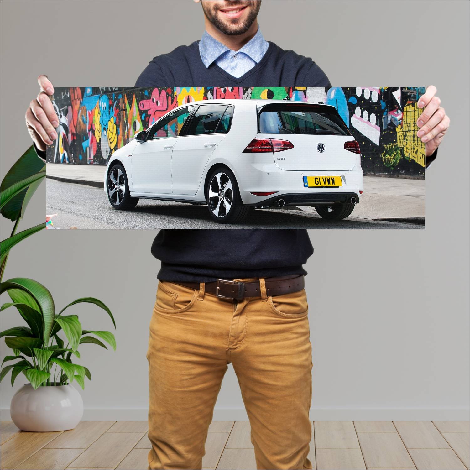 Cuadro grande 30x80cm 2013 volkswagen golf gti 5 d 921 Volkswagen