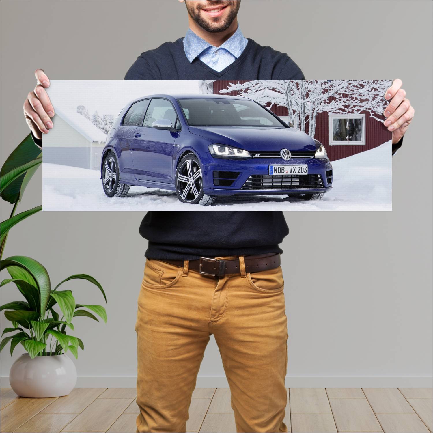 Cuadro grande 30x80cm 2013 volkswagen golf r 3 doo 928 Volkswagen