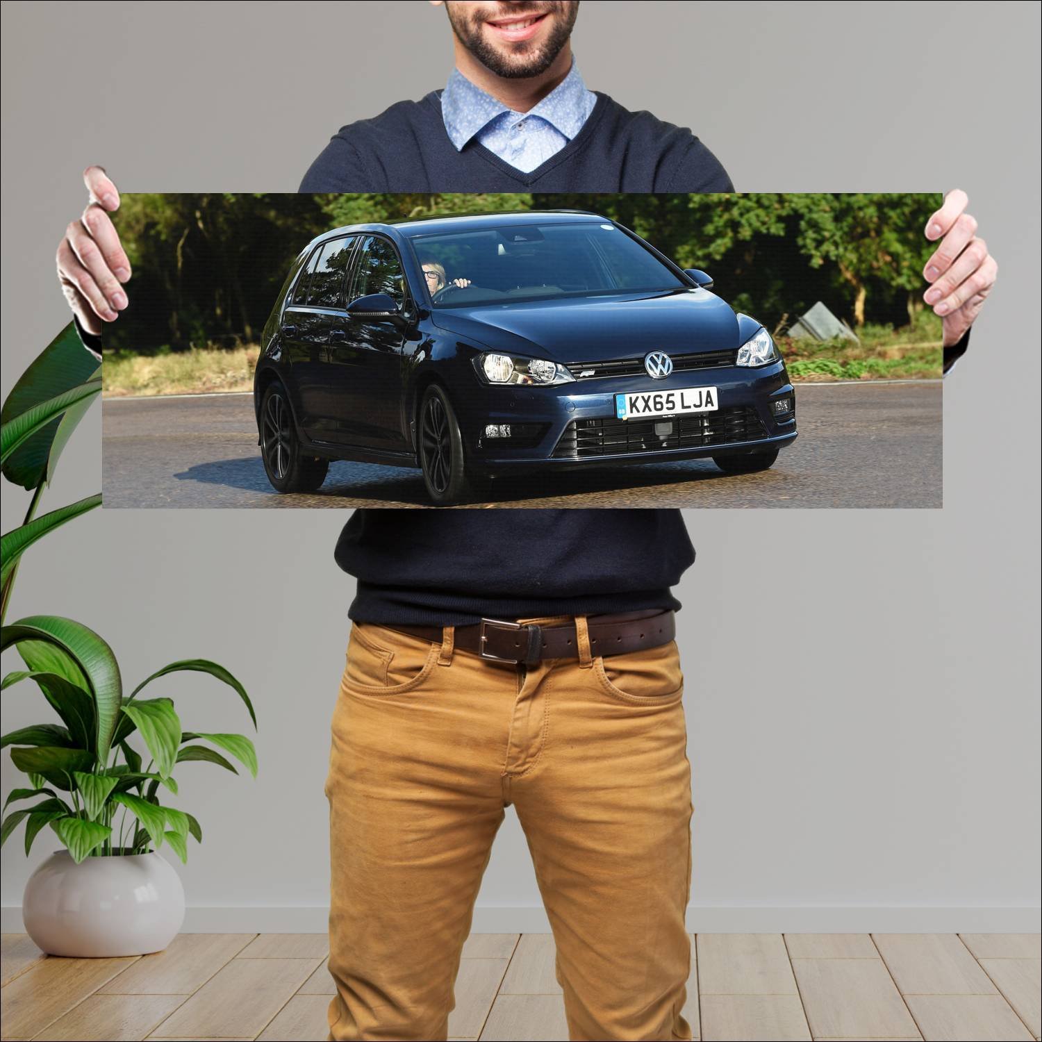 Cuadro grande 30x80cm 2013 volkswagen golf r line 936 Volkswagen