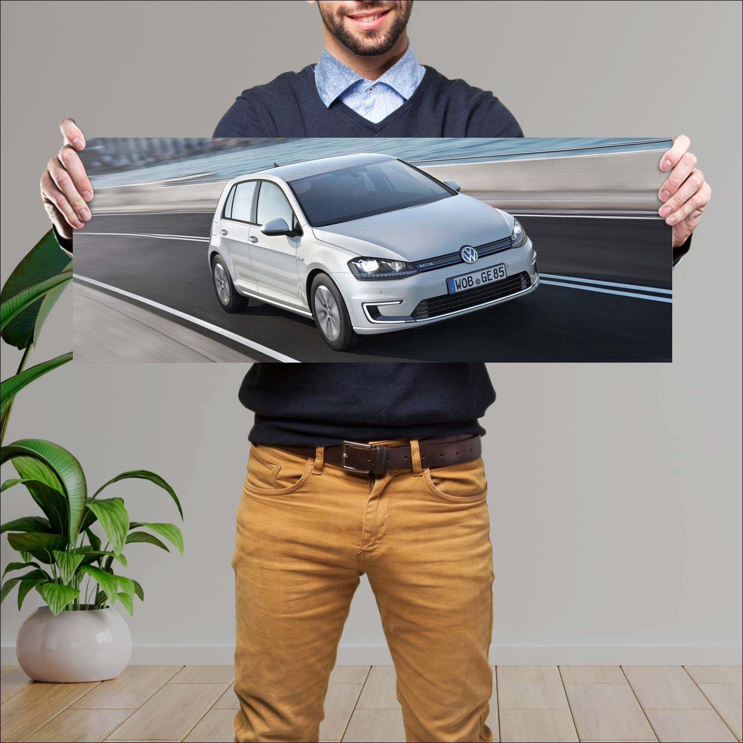 Cuadro grande 30x80cm 2014 volkswagen e golf 5 doo 997 Volkswagen