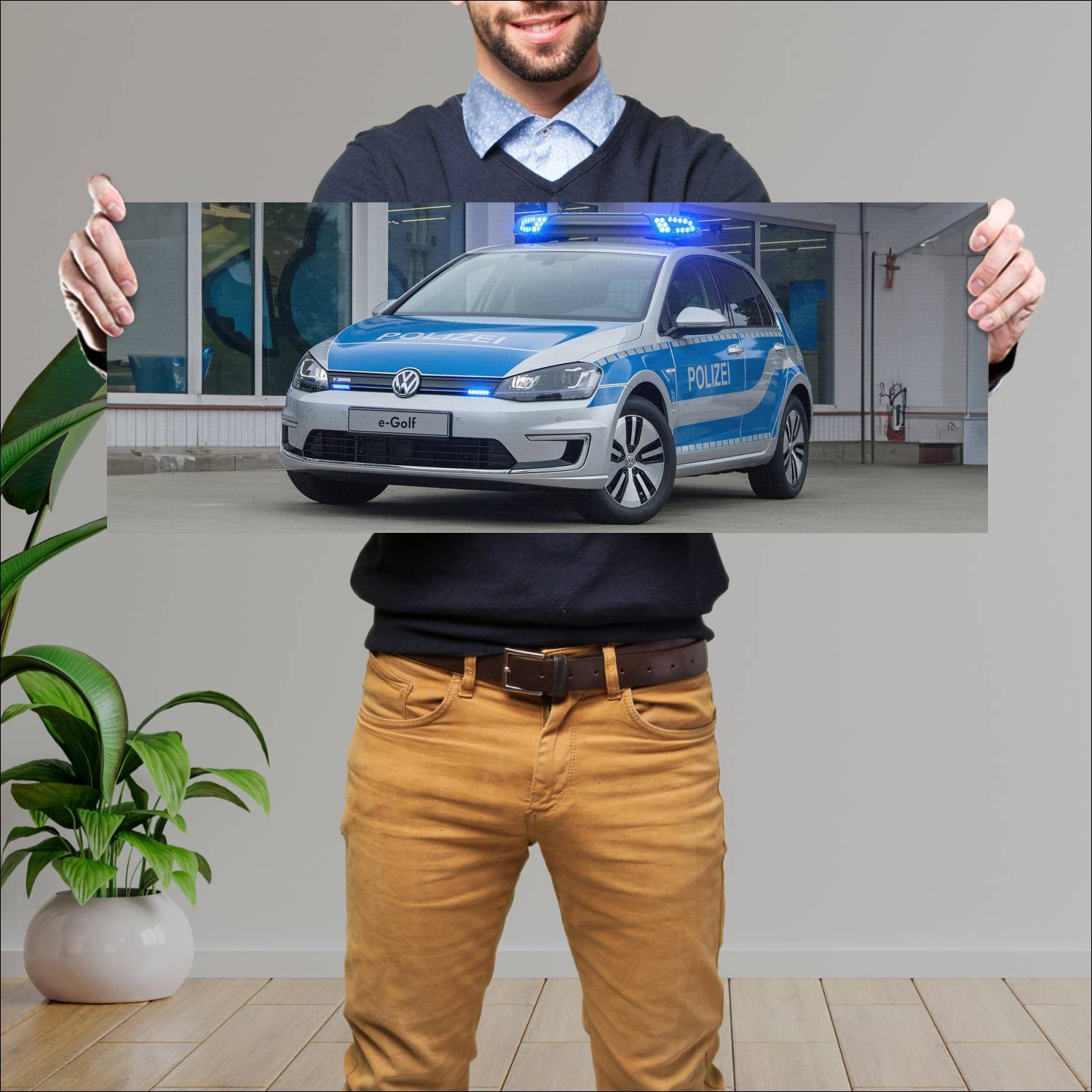 Cuadro grande 30x80cm 2014 volkswagen e golf poliz 999 Volkswagen
