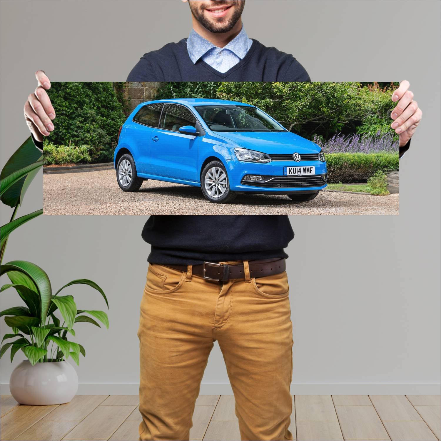 Cuadro grande 30x80cm 2014 volkswagen polo 3 door 48 Volkswagen
