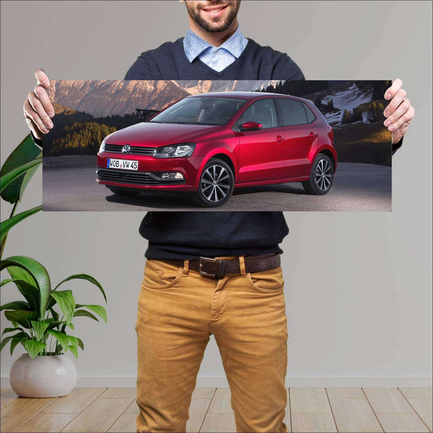 Cuadro grande 30x80cm 2014 volkswagen polo 5 door 50 Volkswagen