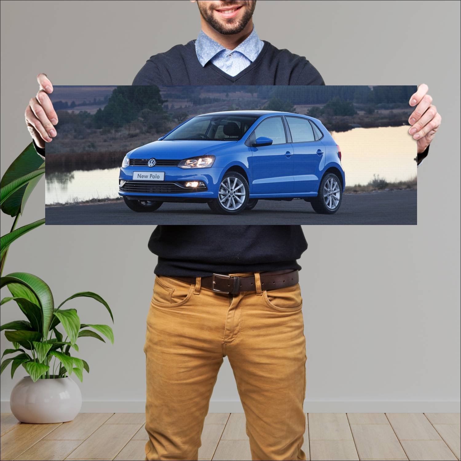 Cuadro grande 30x80cm 2014 volkswagen polo 5 door 55 Volkswagen