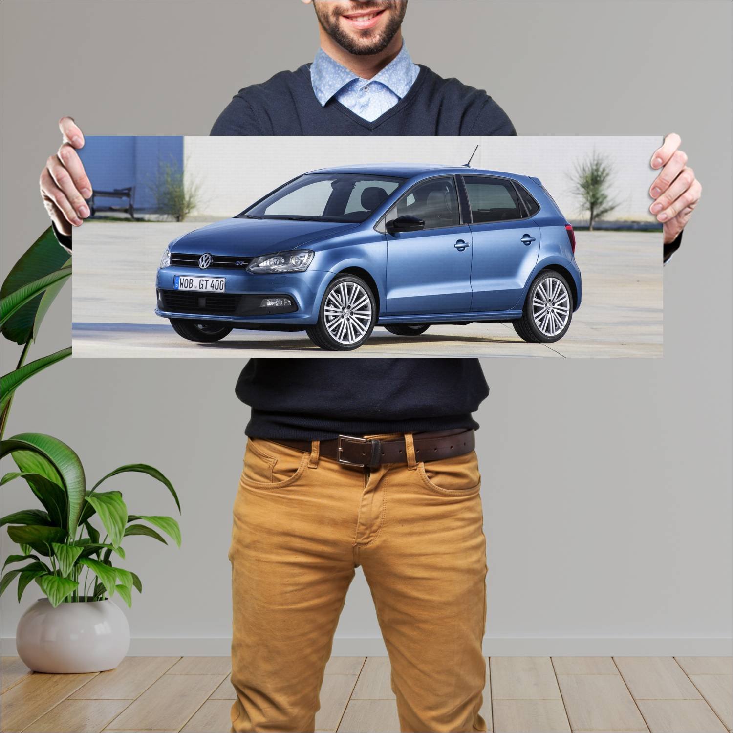 Cuadro grande 30x80cm 2014 volkswagen polo bluegt 56 Volkswagen