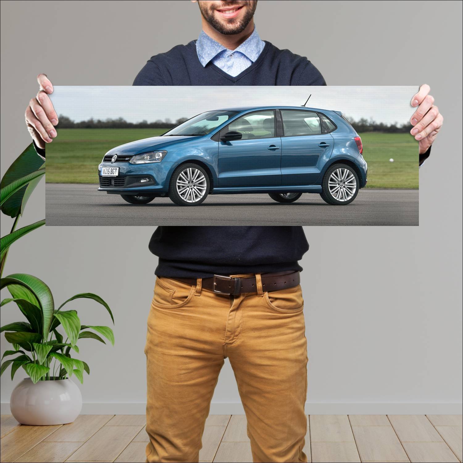 Cuadro grande 30x80cm 2014 volkswagen polo bluegt 57 Volkswagen