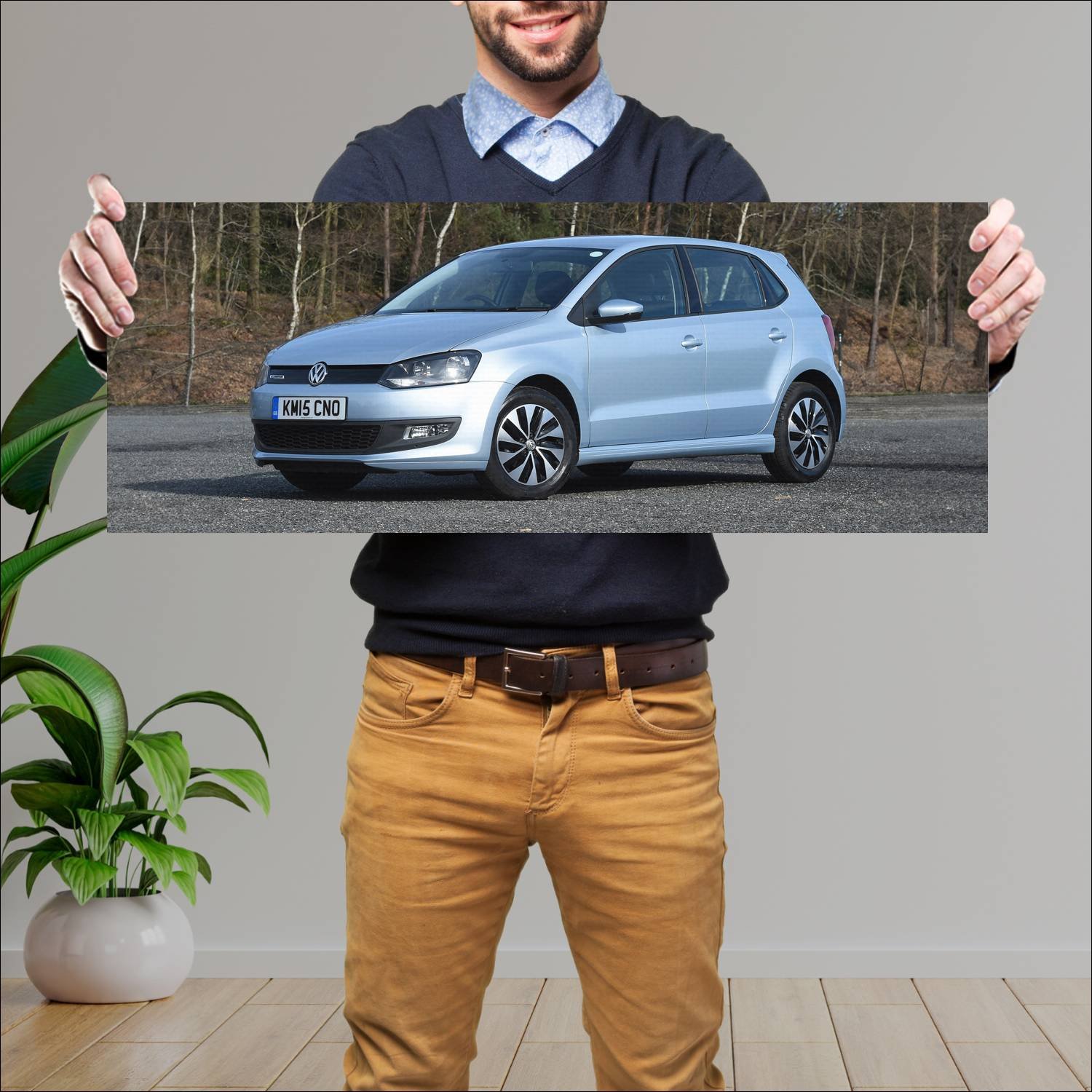 Cuadro grande 30x80cm 2014 volkswagen polo bluemot 60 Volkswagen
