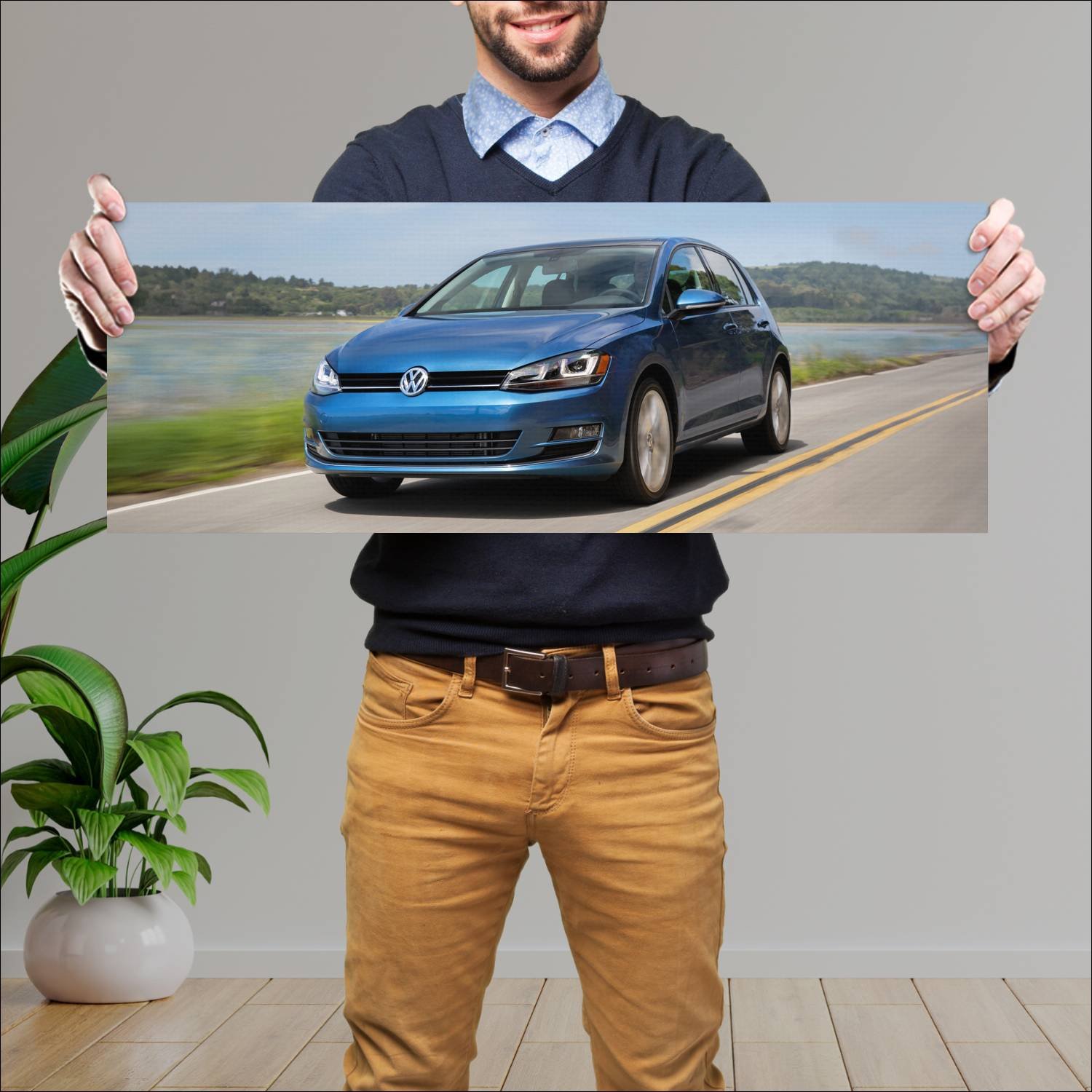 Cuadro grande 30x80cm 2015 volkswagen golf 5 door 159 Volkswagen