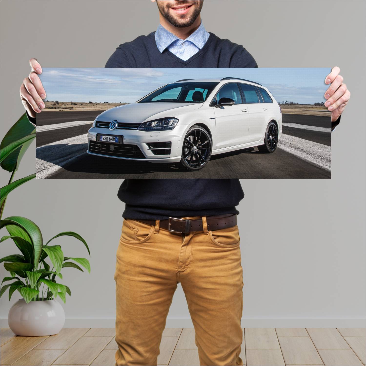 Cuadro grande 30x80cm 2015 volkswagen golf r wagon 187 Volkswagen