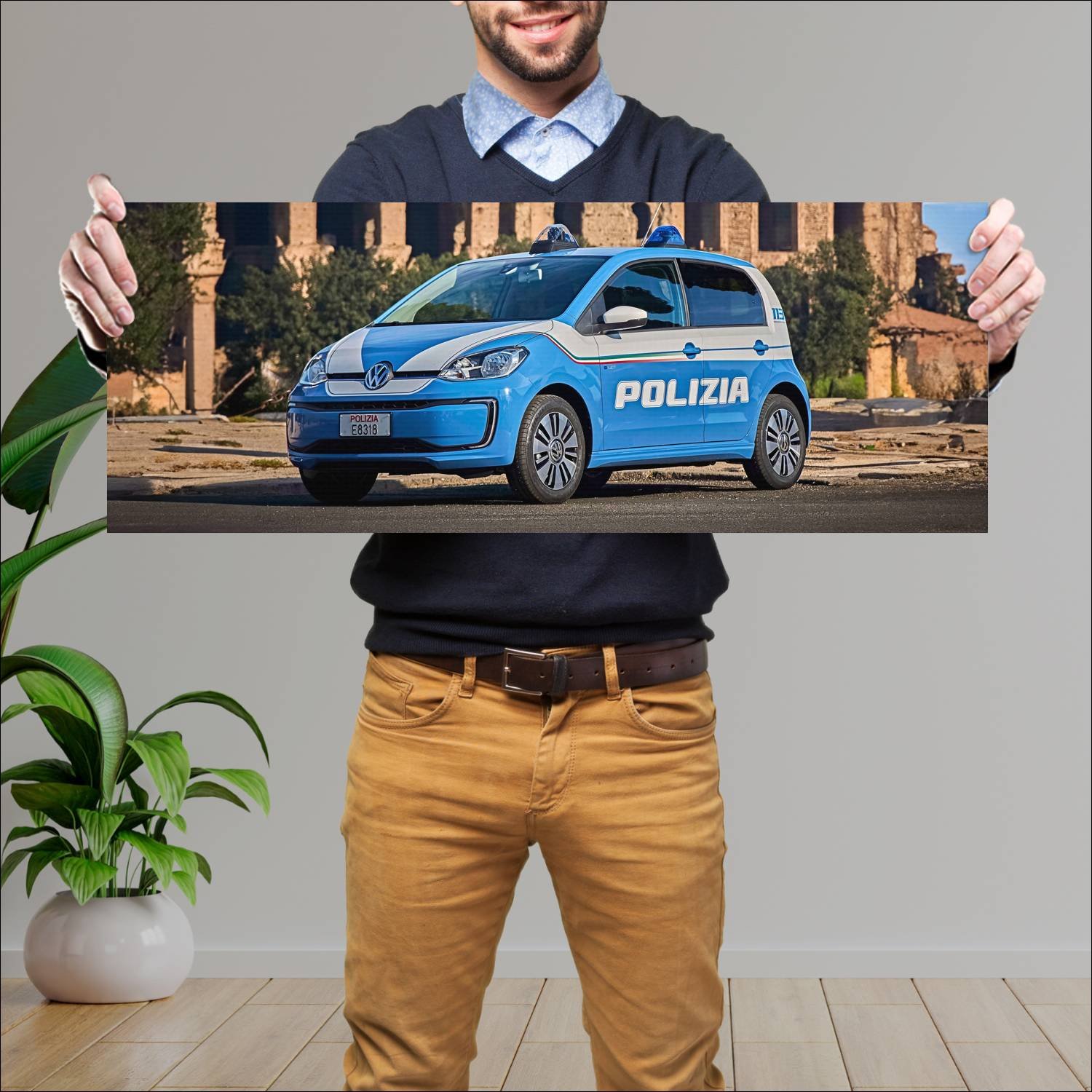 Cuadro grande 30x80cm 2016 volkswagen e up polizia 312 Volkswagen