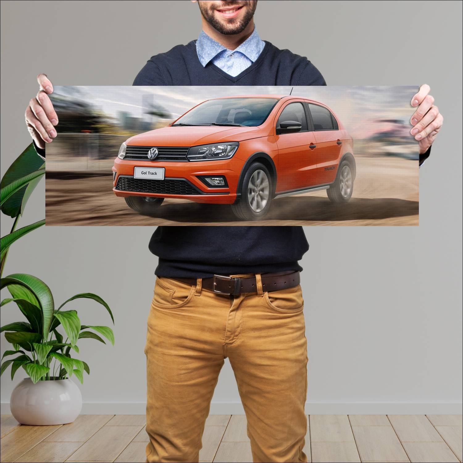 Cuadro grande 30x80cm 2016 volkswagen gol track 5 317 Volkswagen