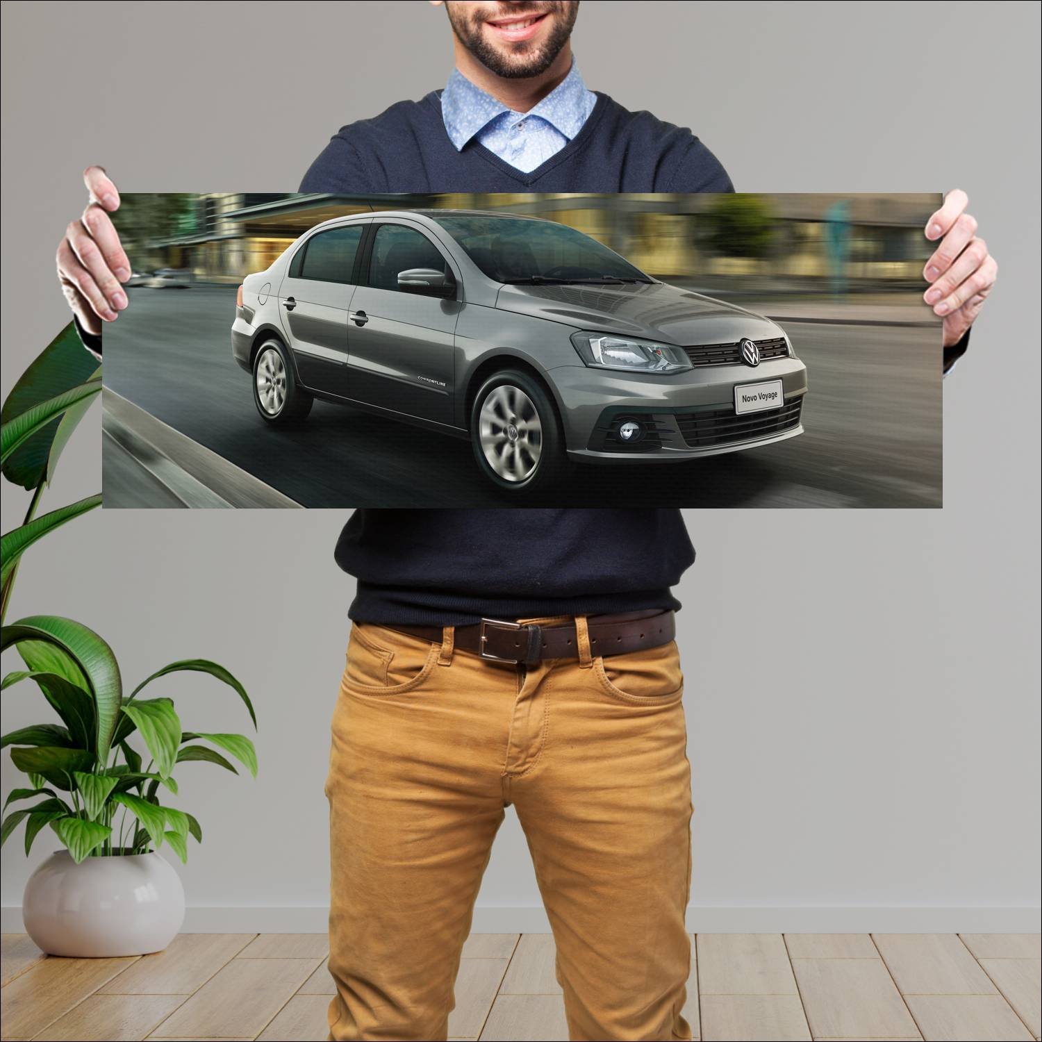 Cuadro grande 30x80cm 2016 volkswagen voyage auto 417 Volkswagen