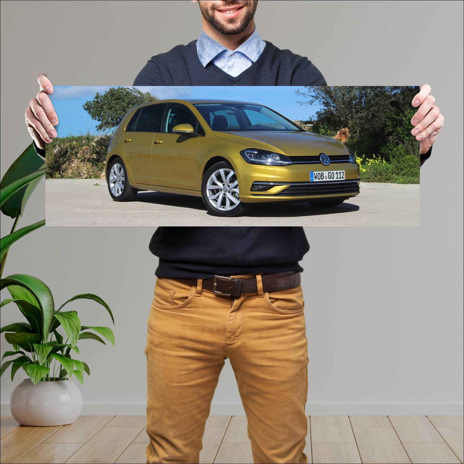 Cuadro grande 30x80cm 2017 volkswagen golf 5 door 444 Volkswagen