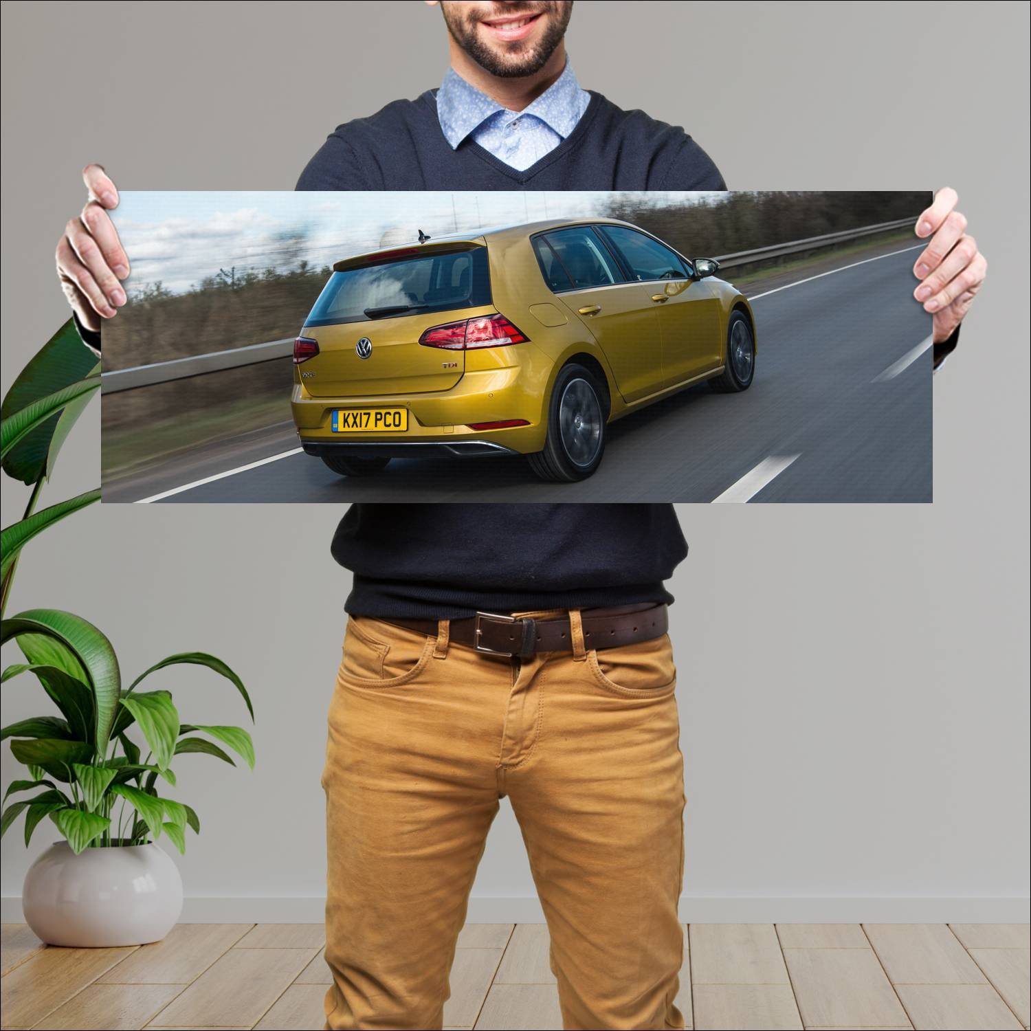 Cuadro grande 30x80cm 2017 volkswagen golf 5 door 446 Volkswagen
