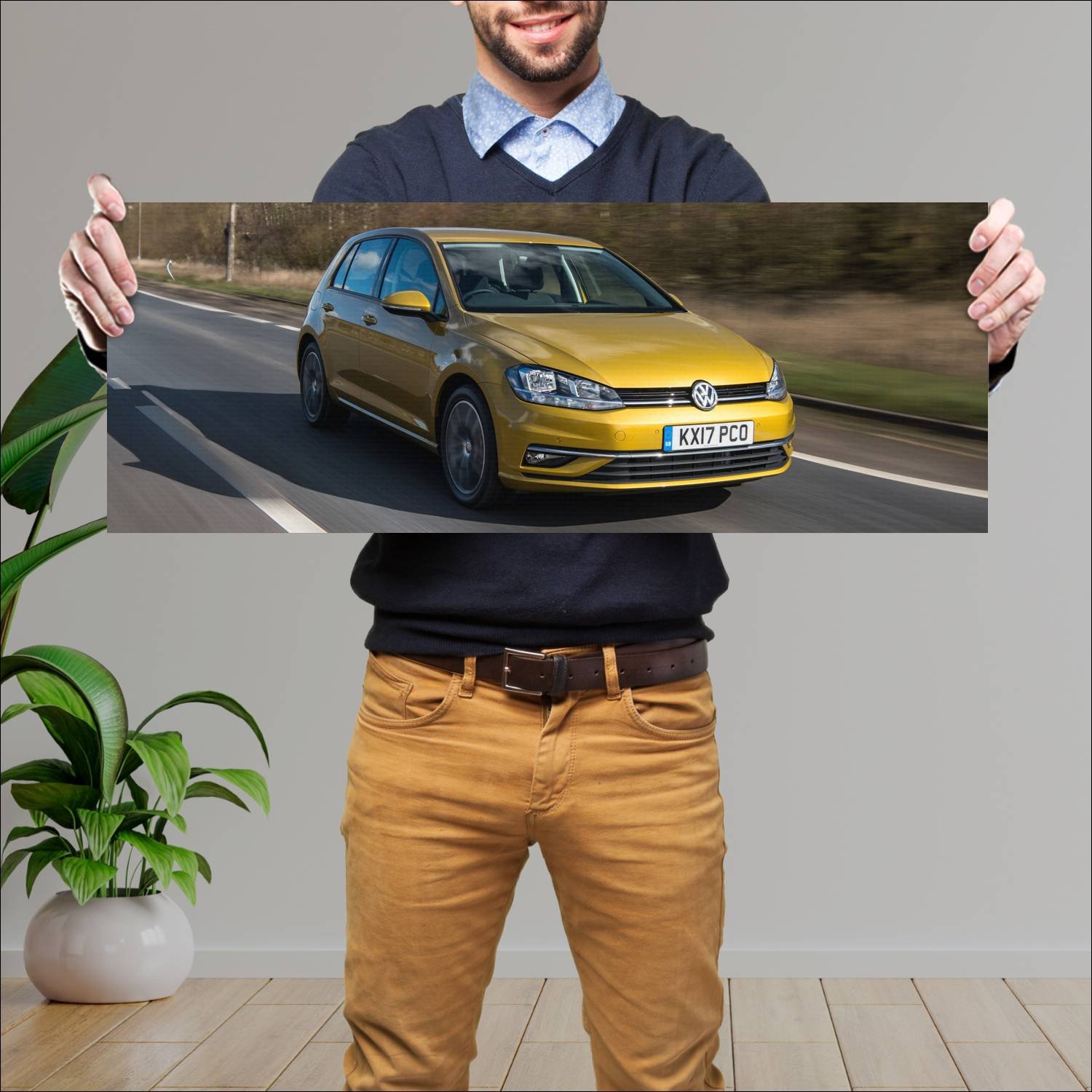 Cuadro grande 30x80cm 2017 volkswagen golf 5 door 447 Volkswagen