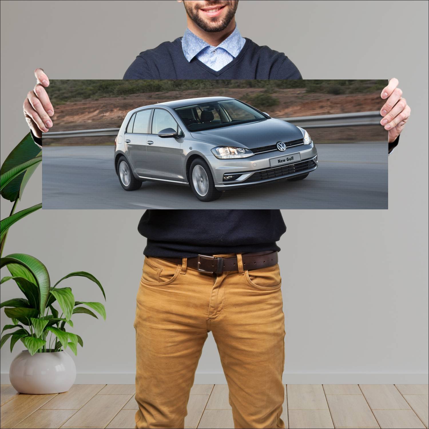 Cuadro grande 30x80cm 2017 volkswagen golf 5 door 448 Volkswagen