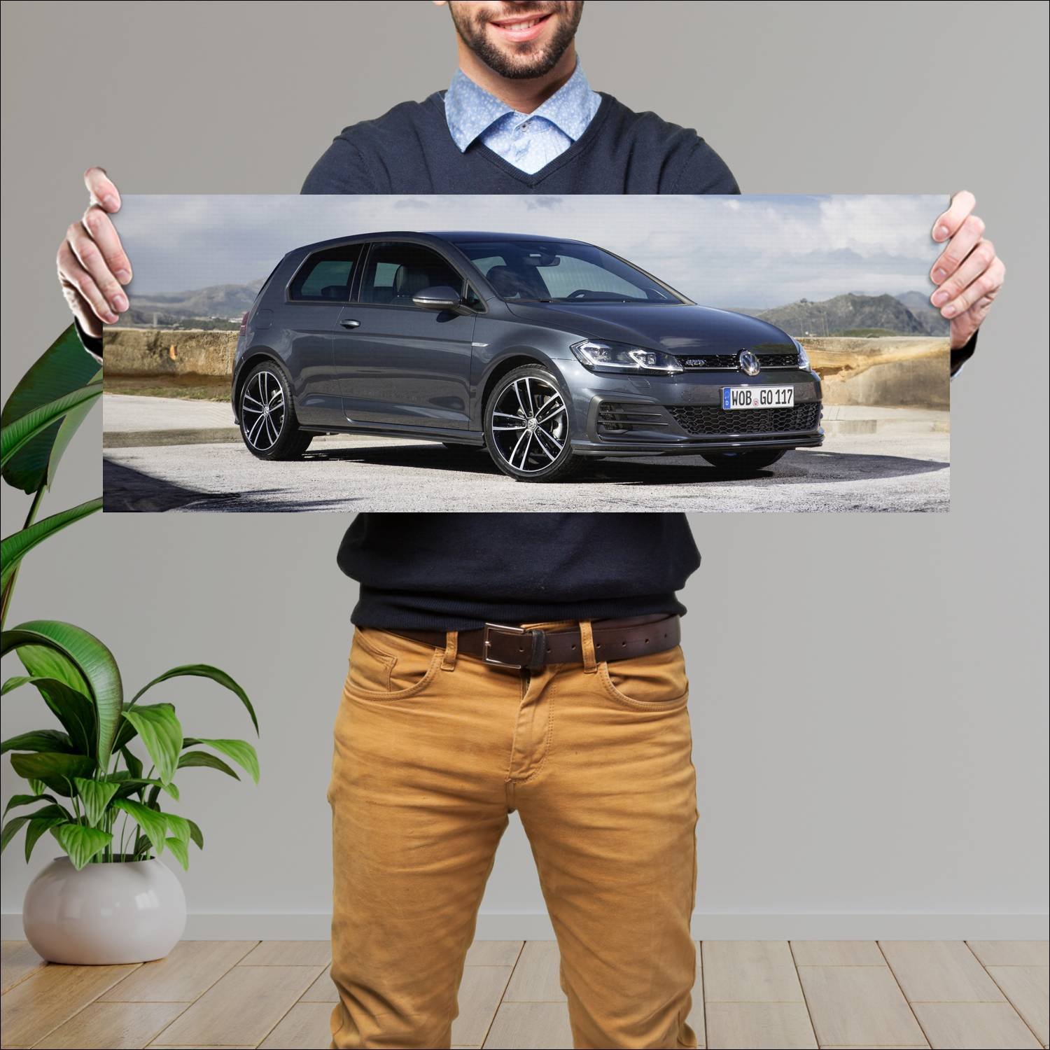 Cuadro grande 30x80cm 2017 volkswagen golf gtd 3 d 456 Volkswagen