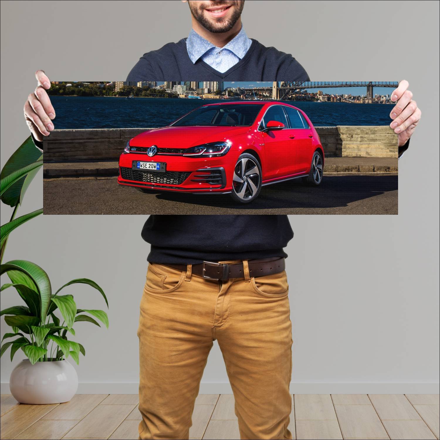 Cuadro grande 30x80cm 2017 volkswagen golf gti 5 d 466 Volkswagen