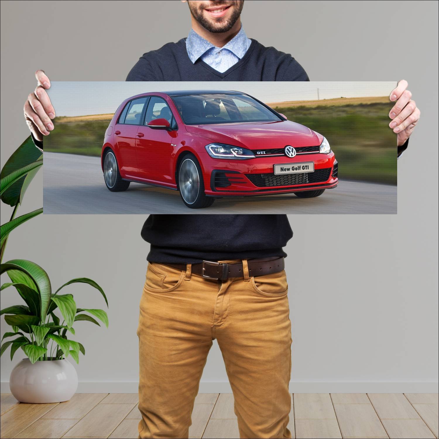 Cuadro grande 30x80cm 2017 volkswagen golf gti 5 d 468 Volkswagen