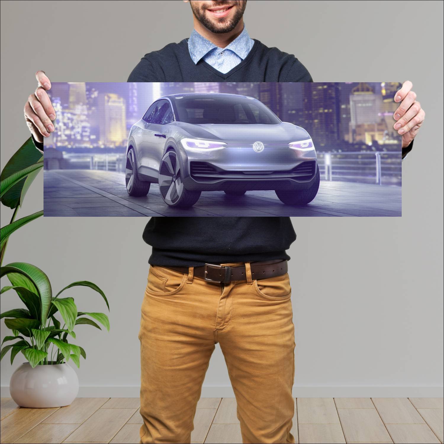 Cuadro grande 30x80cm 2017 volkswagen id crozz con 494 Volkswagen