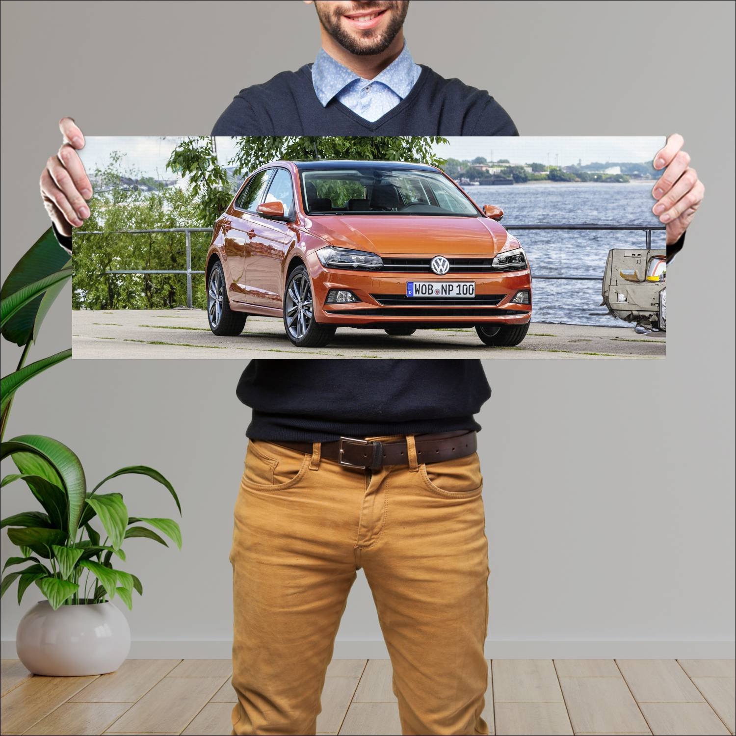 Cuadro grande 30x80cm 2017 volkswagen polo 5 door 499 Volkswagen