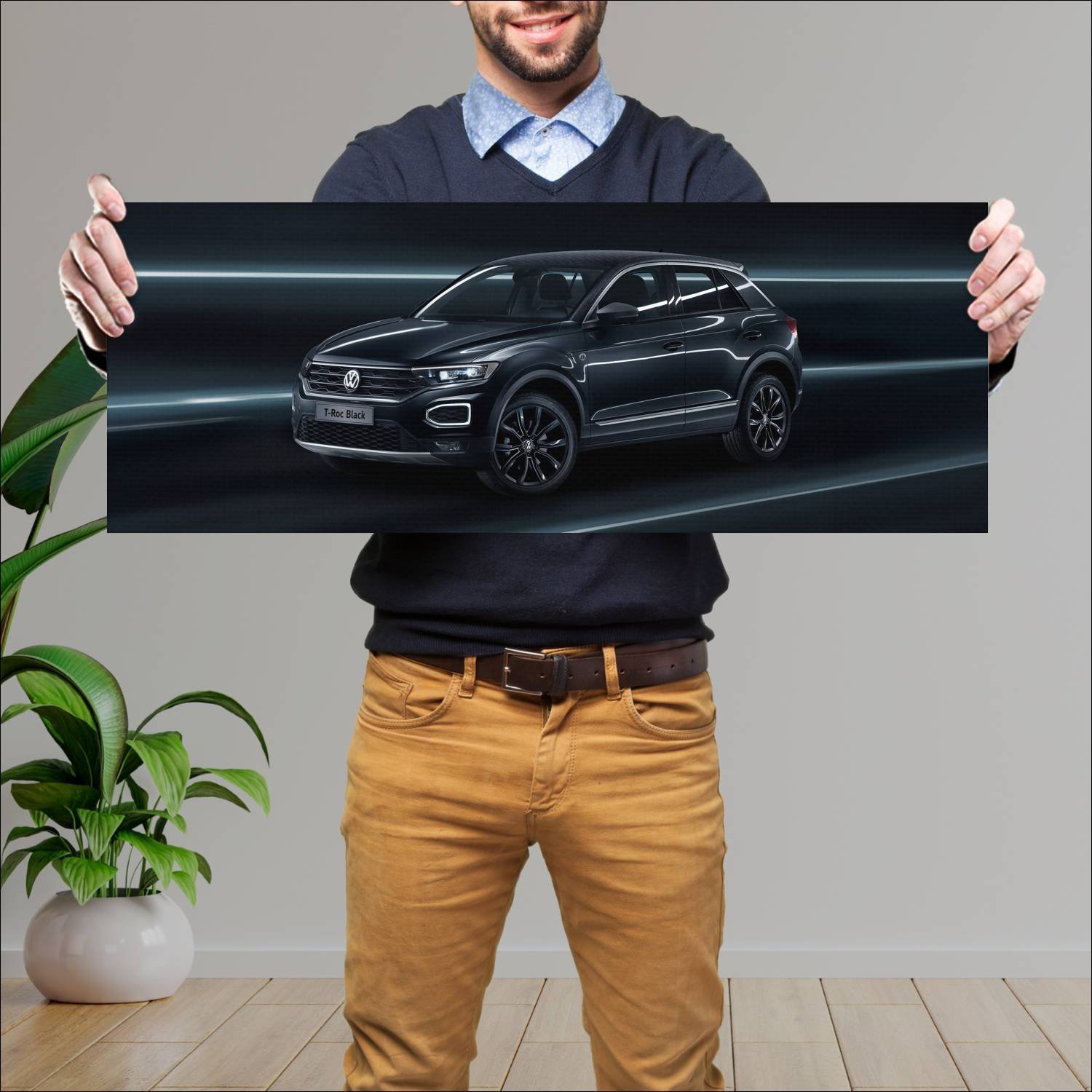 Cuadro grande 30x80cm 2017 volkswagen t roc black 511 Volkswagen