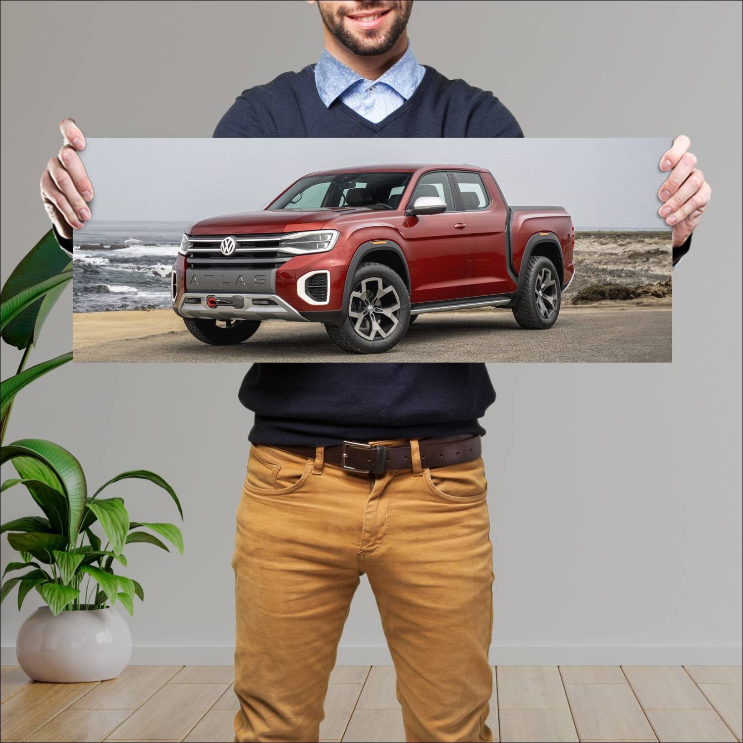 Cuadro grande 30x80cm 2018 volkswagen atlas tanoak 542 Volkswagen