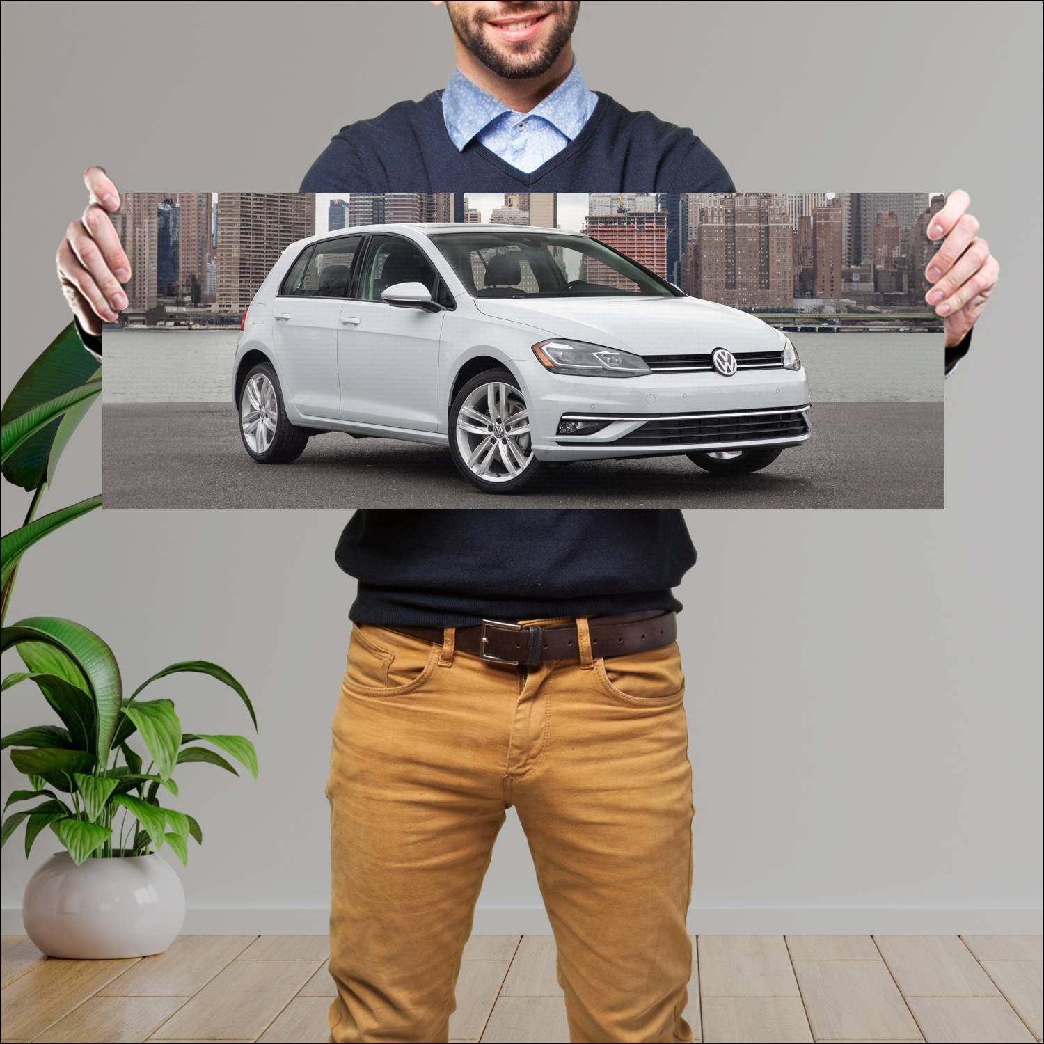 Cuadro grande 30x80cm 2018 volkswagen golf 5 door 548 Volkswagen
