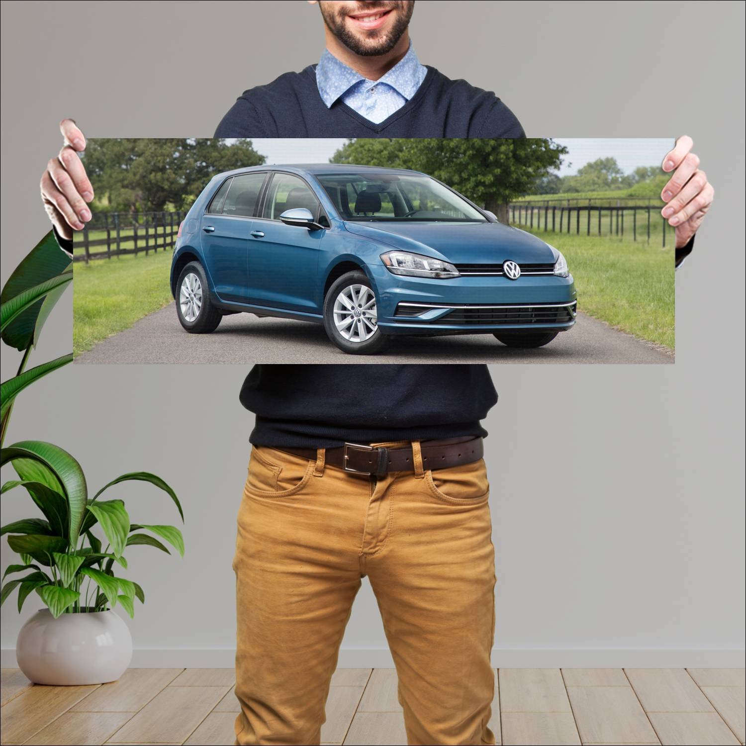 Cuadro grande 30x80cm 2018 volkswagen golf 5 door 549 Volkswagen