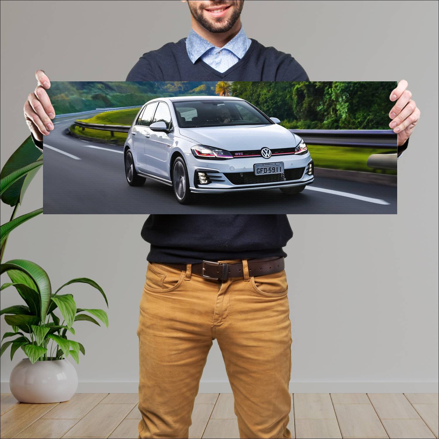 Cuadro grande 30x80cm 2018 volkswagen golf gti 5 d 552 Volkswagen