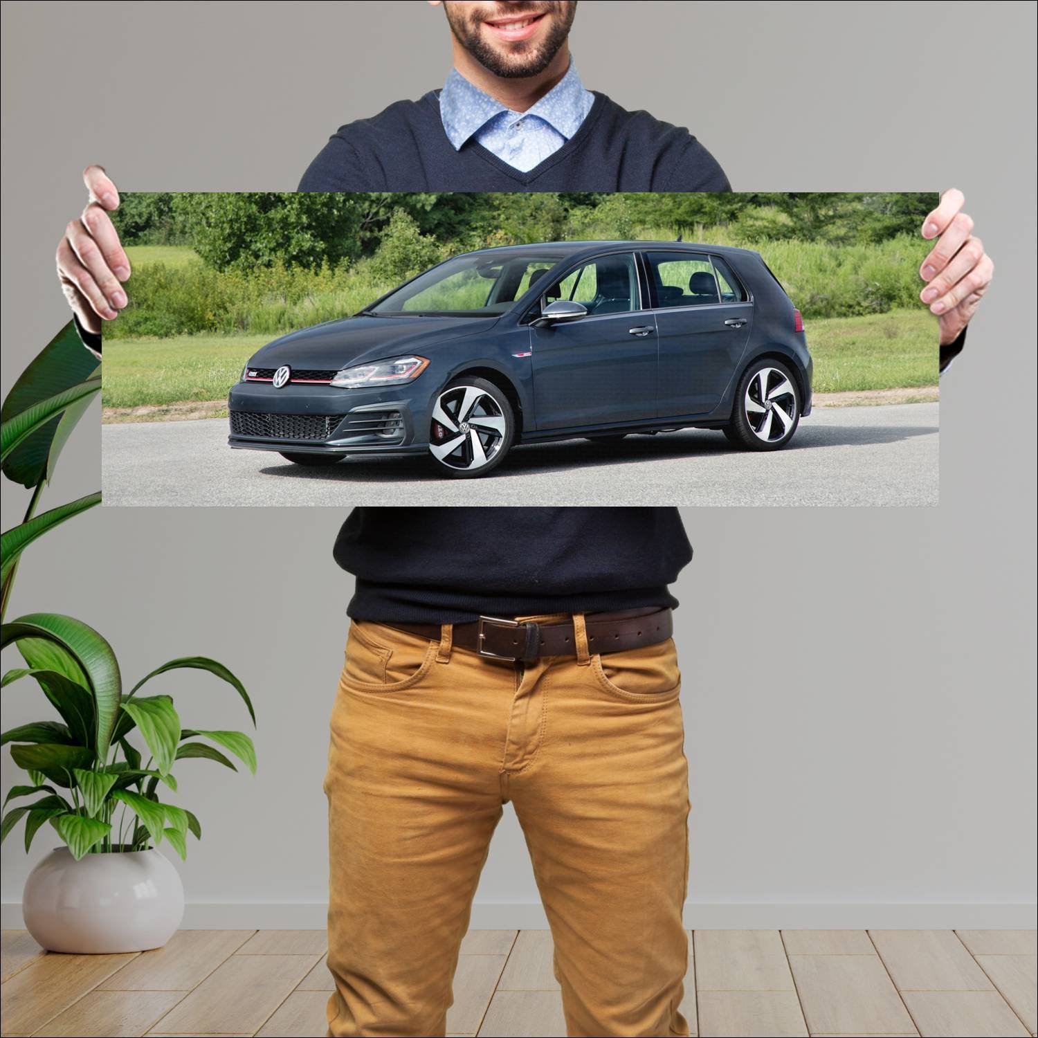 Cuadro grande 30x80cm 2018 volkswagen golf gti 5 d 554 Volkswagen