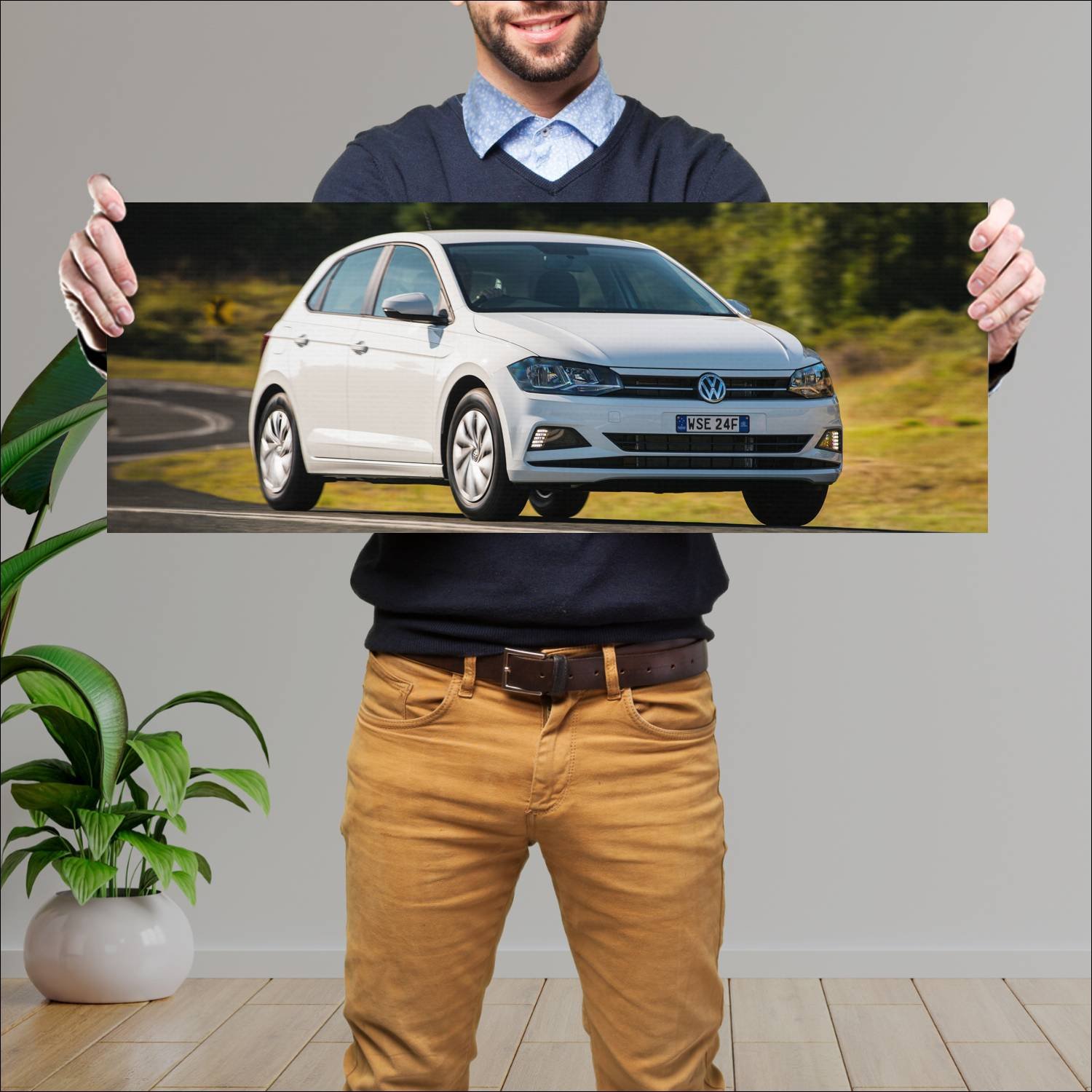 Cuadro grande 30x80cm 2018 volkswagen polo 5 door 584 Volkswagen