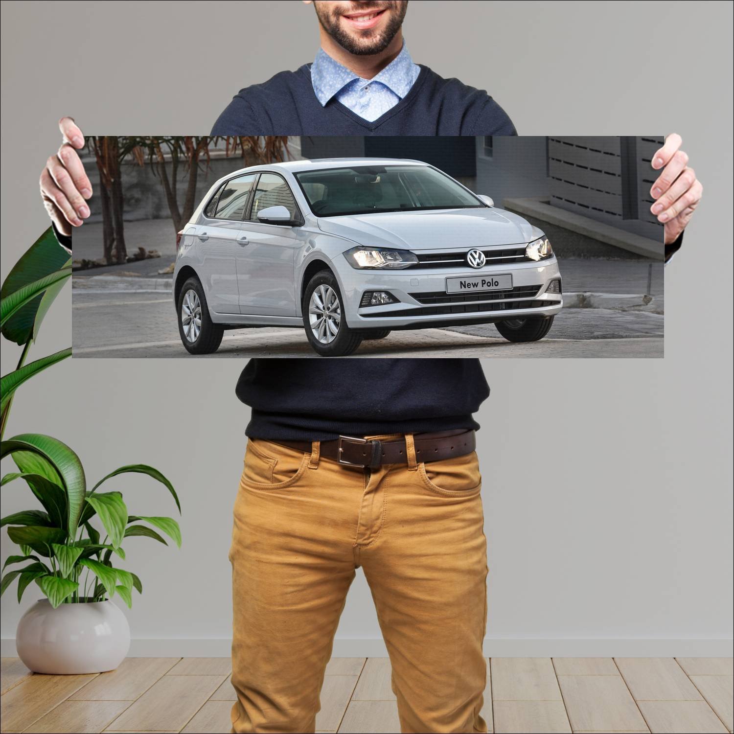 Cuadro grande 30x80cm 2018 volkswagen polo 5 door 585 Volkswagen