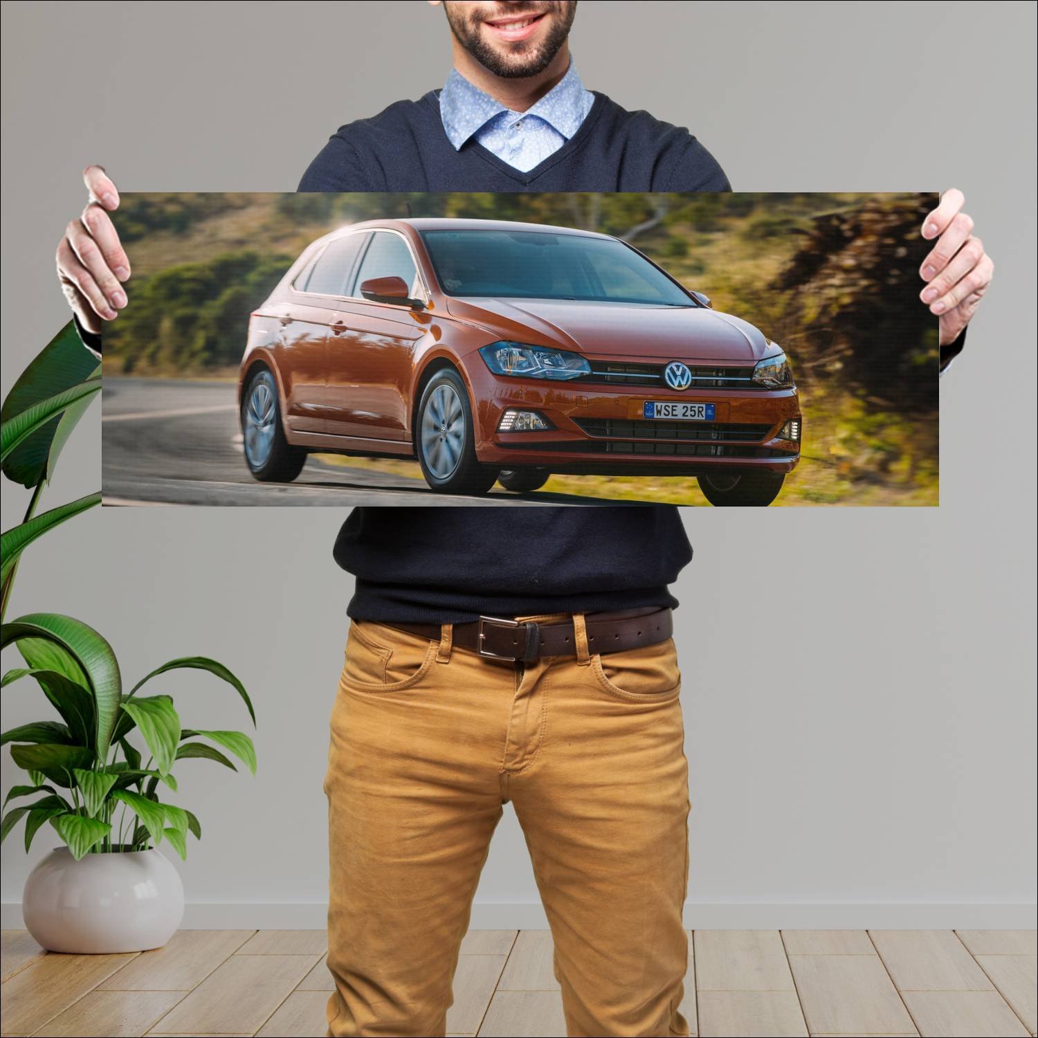 Cuadro grande 30x80cm 2018 volkswagen polo launch 596 Volkswagen