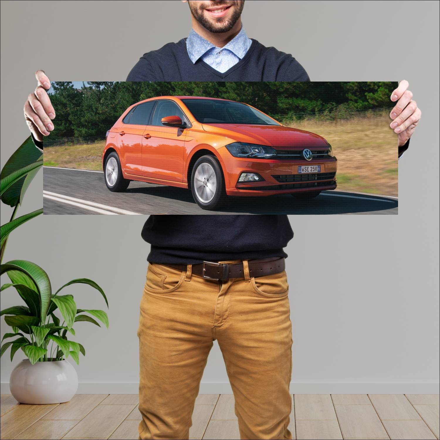 Cuadro grande 30x80cm 2018 volkswagen polo launch 597 Volkswagen