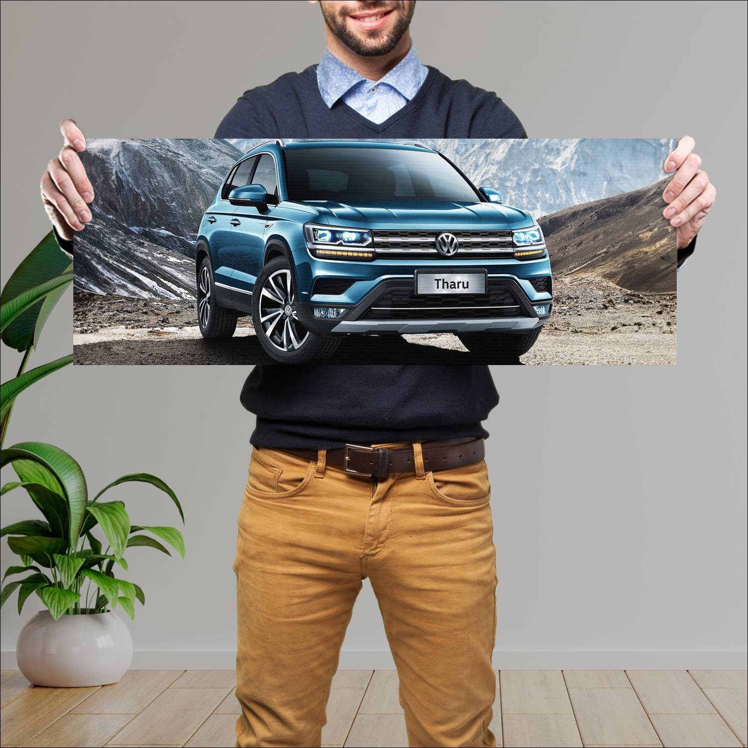 Cuadro grande 30x80cm 2018 volkswagen tharu auto 605 Volkswagen