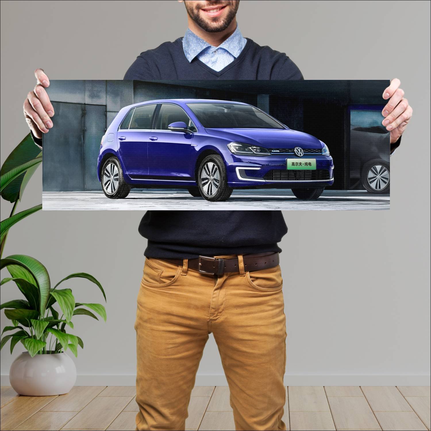 Cuadro grande 30x80cm 2019 volkswagen e golf 5 doo 644 Volkswagen