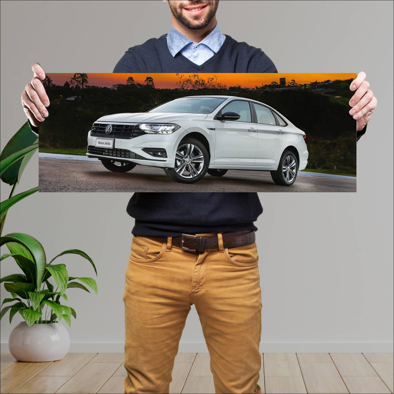 Cuadro grande 30x80cm 2019 volkswagen jetta r line 677 Volkswagen