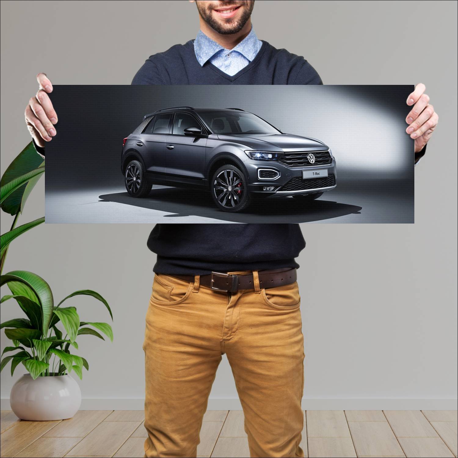 Cuadro grande 30x80cm 2019 volkswagen t roc black 715 Volkswagen