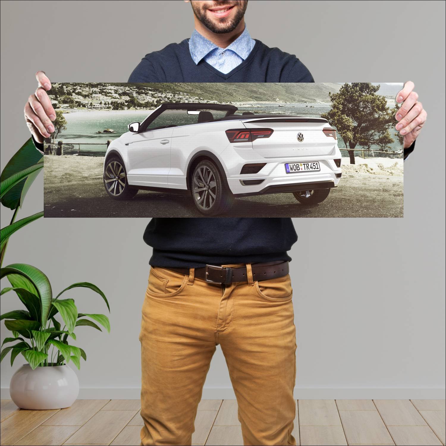Cuadro grande 30x80cm 2019 volkswagen t roc cabrio 717 Volkswagen