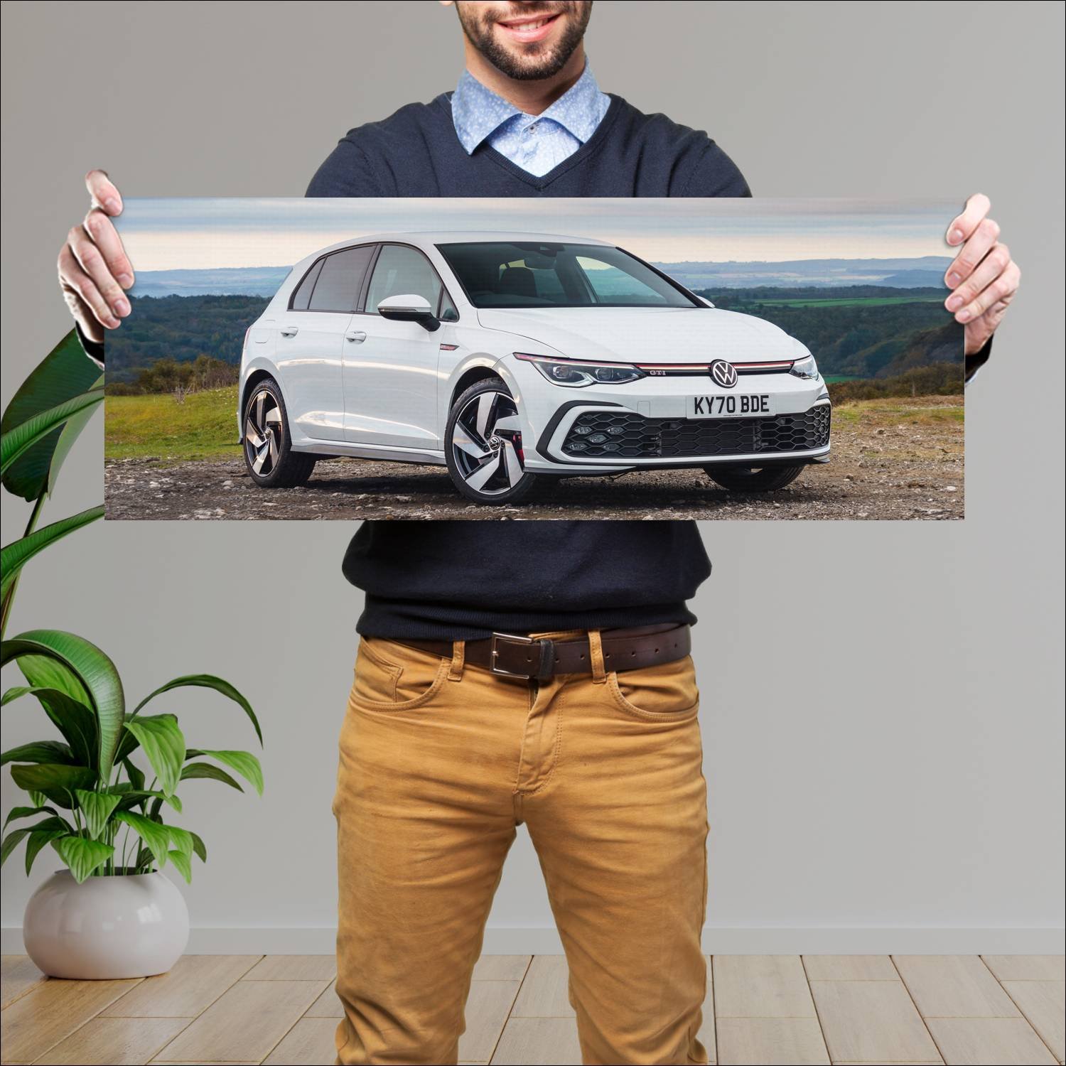 Cuadro grande 30x80cm 2020 volkswagen golf gti uk 782 Volkswagen