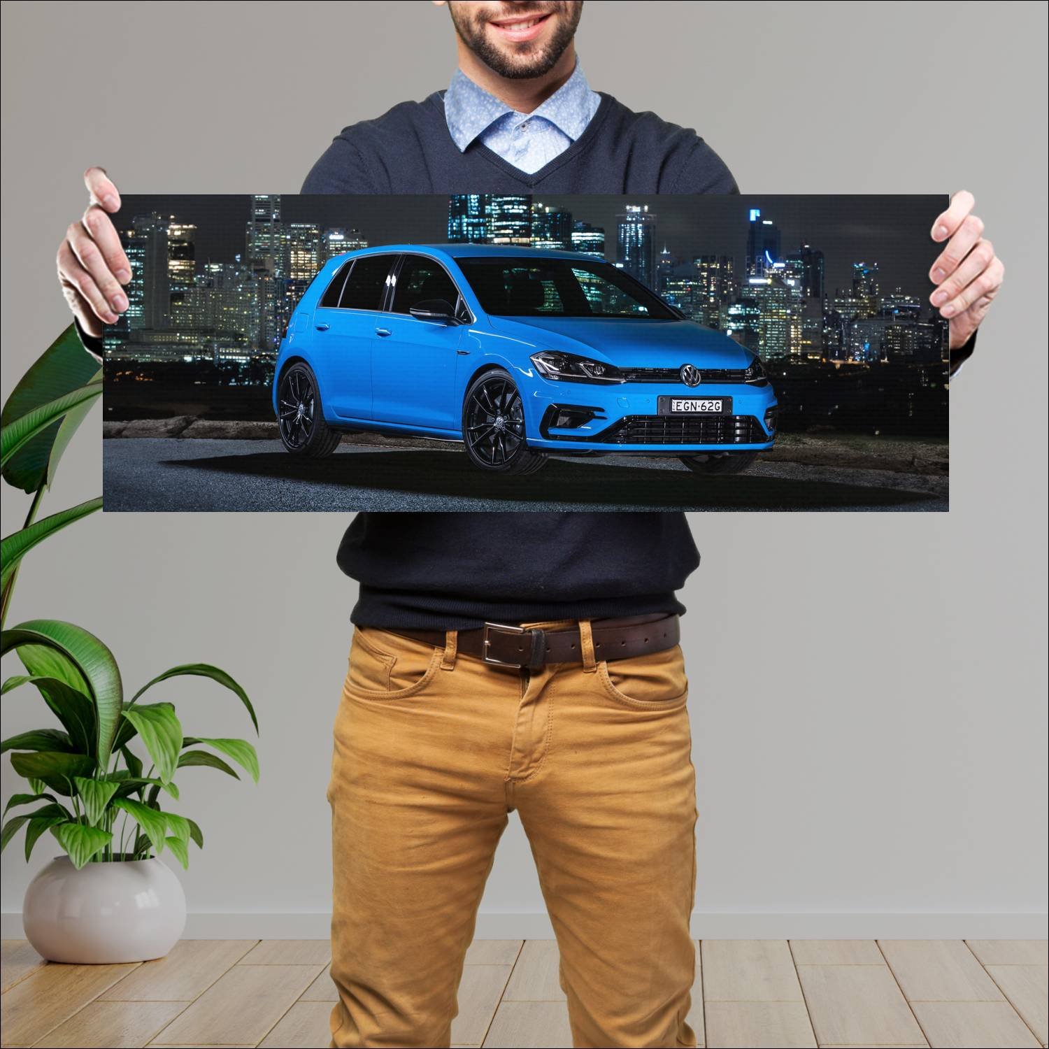 Cuadro grande 30x80cm 2020 volkswagen golf r final 785 Volkswagen